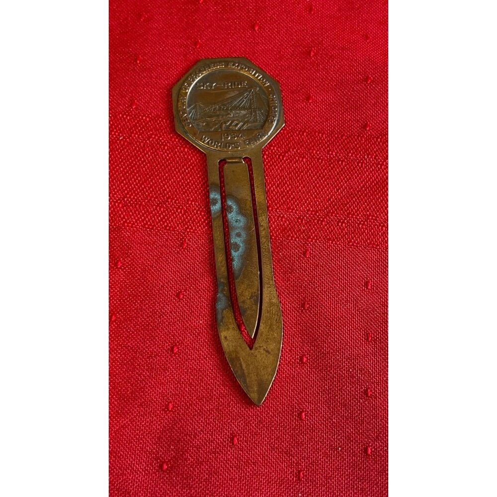 Century Of Progress 1934 Worlds Fair Chicago Sky-Ride Bronze Bookmark Vintage